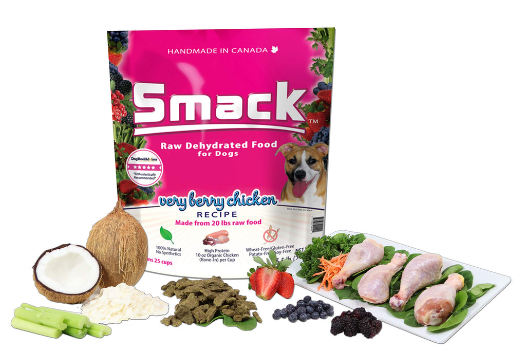 Smack Pet Food Organic Raw Dehydrated Dog Food Grain-Free Gluten-Free Raw Food for Dogs (Very Berry Chicken 5.5 Pound)